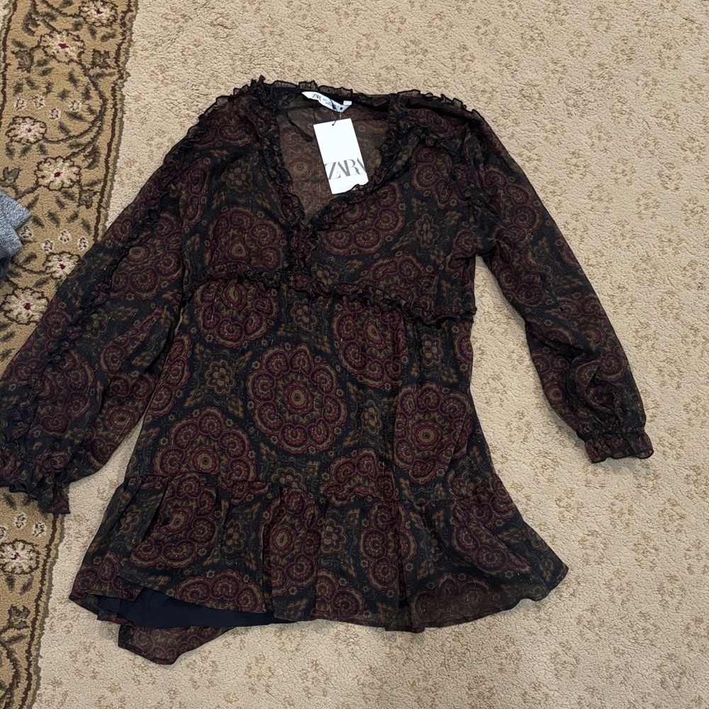 Zara Multicolor Paisley Ruffle Dress